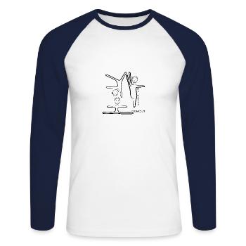 Daily Workout Shirt pour les sportifs - T-shirt baseball manches longues Homme - blanc/marine - Devant - Nik (191cm)