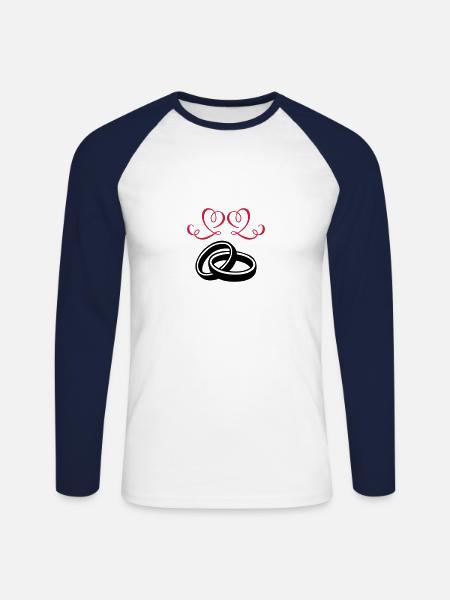 eheringe herzen 002 - Unisex Baseballshirt langarm - Weiß/Navy