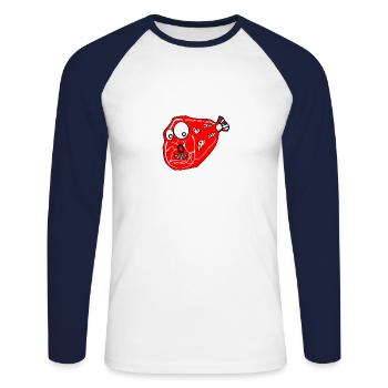 Angeln, Wiltsch, Tier, Frech, Schweiz, art, style - Unisex Baseballshirt langarm - Weiß/Navy - Vorne - Nik (191cm)