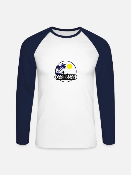 caribbean 02 - Unisex Long Sleeve Baseball T-Shirt - white/navy
