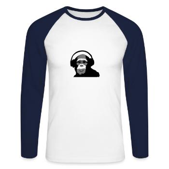 monkey smile - Unisex Long Sleeve Baseball T-Shirt - white/navy - Front - Nik (191cm)