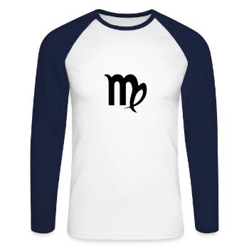 Sternzeichen Jungfrau Schwarz Geschenkidee - Unisex Baseballshirt langarm - Weiß/Navy - Vorne - Nik (191cm)
