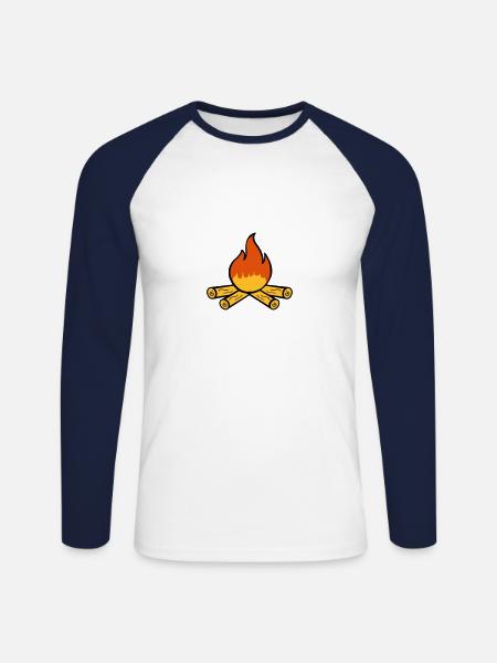 campfire - Unisex Long Sleeve Baseball T-Shirt - white/navy