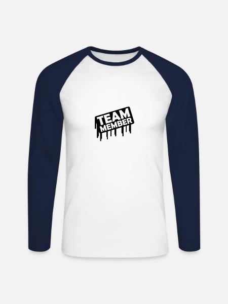team member 1 - Unisex Baseballshirt langarm - Weiß/Navy