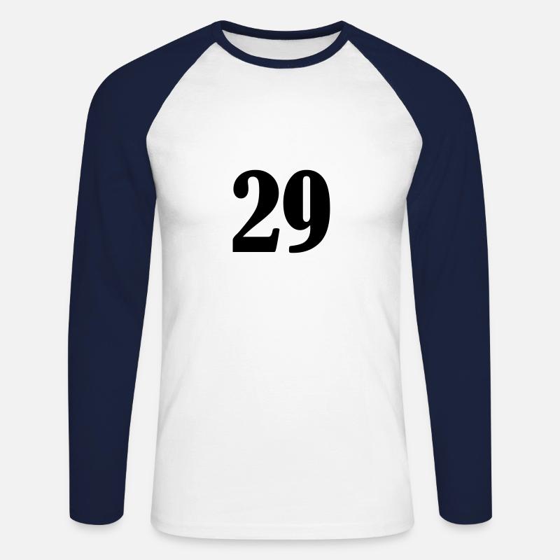29 - Unisex Baseballshirt langarm - Weiß/Navy