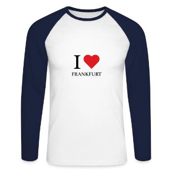 I LOVE FRANKFURT - T-shirt baseball manches longues Homme - blanc/marine - Devant - Nik (191cm)