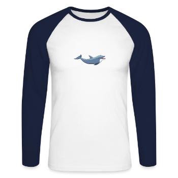 Meerestiere - Unisex Baseballshirt langarm - Weiß/Navy - Vorne - Nik (191cm)