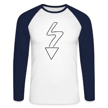 Pfeil Zeichnung Skizze schwarz - Unisex Baseballshirt langarm - Weiß/Navy - Vorne - Nik (191cm)