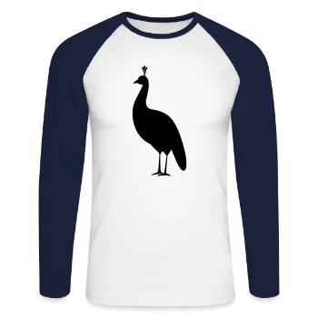 Petit paon - T-shirt baseball manches longues Homme - blanc/marine - Devant - Nik (191cm)