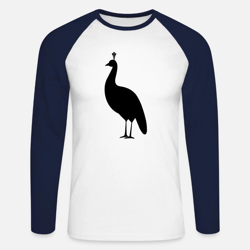 Kleiner Pfau - Unisex Baseballshirt langarm - Weiß/Navy