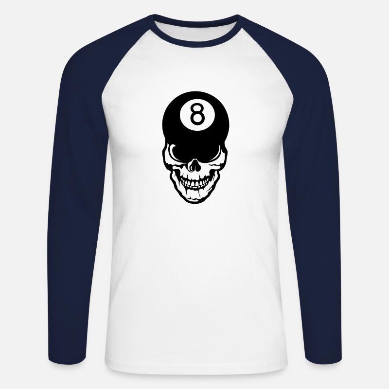 Billardkugelkopf-Schädelkran - Unisex Baseballshirt langarm - Weiß/Navy