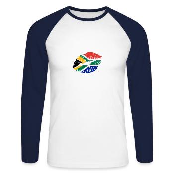 Afrique du Sud - T-shirt baseball manches longues Homme - blanc/marine - Devant - Nik (191cm)