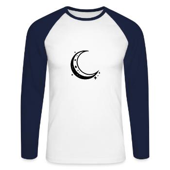 Moon Crescent Moon - Unisex Long Sleeve Baseball T-Shirt - white/navy - Front - Nik (191cm)