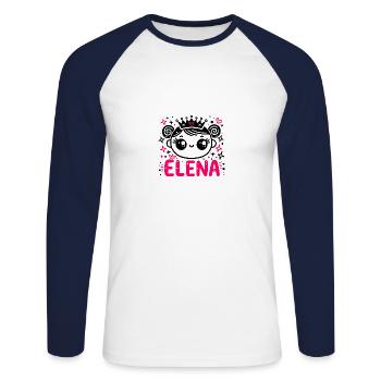 Elena Name First Name Princess Name - Unisex Long Sleeve Baseball T-Shirt - white/navy - Front - Nik (191cm)