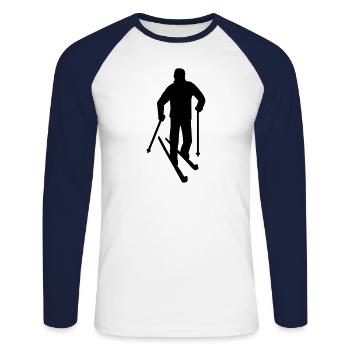 ski de fond - T-shirt baseball manches longues Homme - blanc/marine - Devant - Nik (191cm)