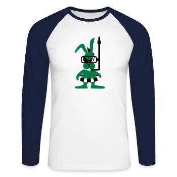Diver bunny (3c) - Unisex Baseballshirt langarm - Weiß/Navy - Vorne - Nik (191cm)