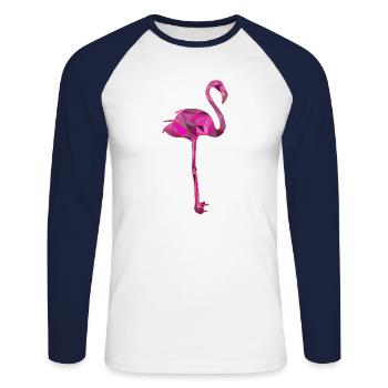 Flamant - T-shirt baseball manches longues Homme - blanc/marine - Devant - Nik (191cm)