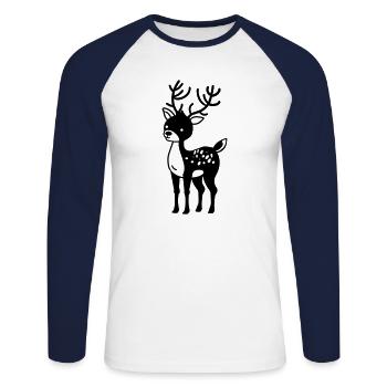 Deer - Unisex Long Sleeve Baseball T-Shirt - white/navy - Front - Nik (191cm)
