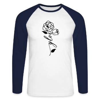Ylvi Name Vorname Namensblume - Unisex Baseballshirt langarm - Weiß/Navy - Vorne - Nik (191cm)