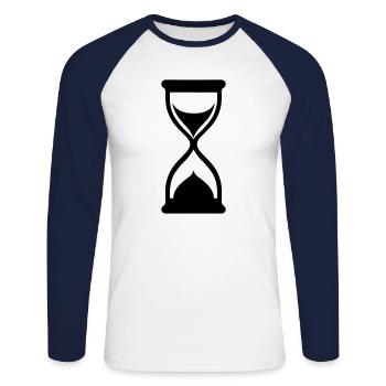 hourglass - Unisex Long Sleeve Baseball T-Shirt - white/navy - Front - Nik (191cm)