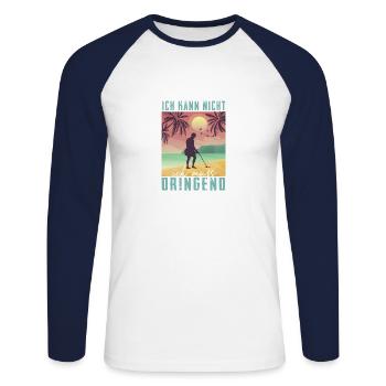 Urgent need for probes Detectorist Metal detector - Unisex Long Sleeve Baseball T-Shirt - white/navy - Front - Nik (191cm)