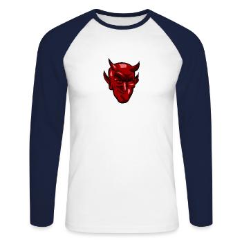 devil - Unisex Long Sleeve Baseball T-Shirt - white/navy - Front - Nik (191cm)