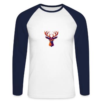Retro-Hirsch-Revolte - Unisex Baseballshirt langarm - Weiß/Navy - Vorne - Nik (191cm)