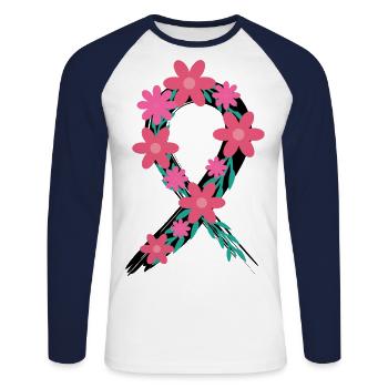 Cancer Graphic Cancer Defeated Cancer Survivor Leu - Unisex Baseballshirt langarm - Weiß/Navy - Vorne - Nik (191cm)