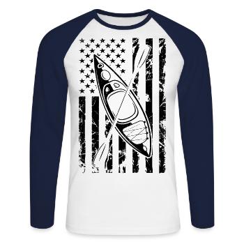 USA Graphic Kayaking Kayak Canoe Rowing Rower Padd - Unisex Baseballshirt langarm - Weiß/Navy - Vorne - Nik (191cm)