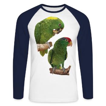 Perroquets - T-shirt baseball manches longues Homme - blanc/marine - Devant - Nik (191cm)