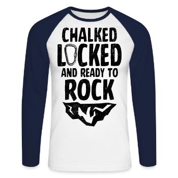 Chalked Locked And Ready To Rock Rock Climber Boul - Unisex Baseballshirt langarm - Weiß/Navy - Vorne - Nik (191cm)