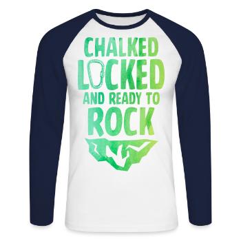 Chalked Locked And Ready To Rock Rock Climber Boul - Unisex Baseballshirt langarm - Weiß/Navy - Vorne - Nik (191cm)