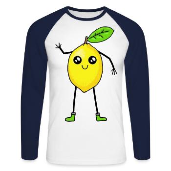 Zitrone Zitronen Frucht Früchte Vitamine - Unisex Baseballshirt langarm - Weiß/Navy - Vorne - Nik (191cm)