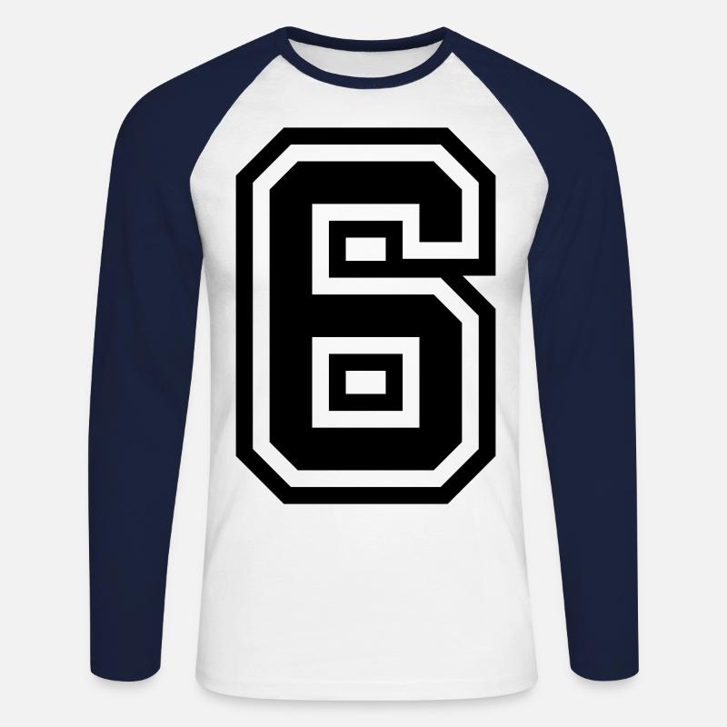 6 Zahl symbol - Unisex Baseballshirt langarm - Weiß/Navy
