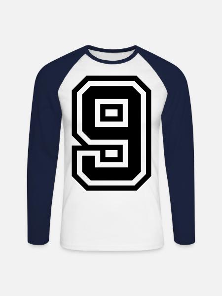 9 Zahl symbol - Unisex Baseballshirt langarm - Weiß/Navy