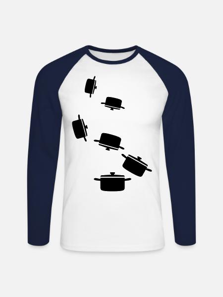 cooking pot symbol - Unisex Long Sleeve Baseball T-Shirt - white/navy