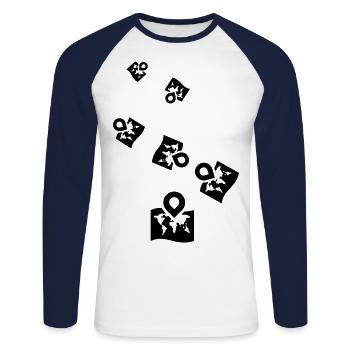 World map icon icon - Unisex Long Sleeve Baseball T-Shirt - white/navy - Front - Nik (191cm)