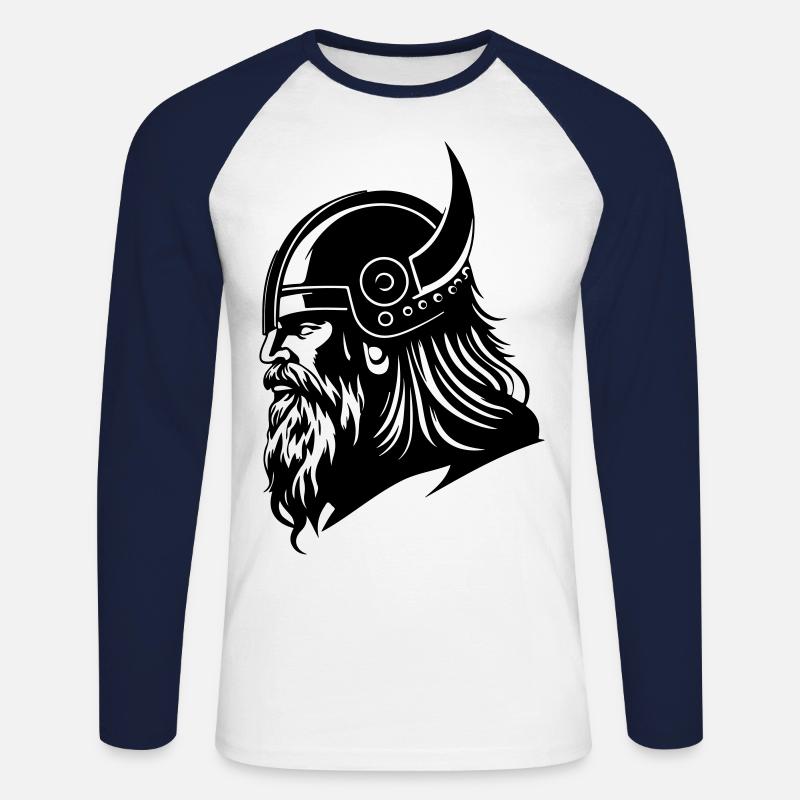 Wikinger Kopf Viking Krieger - Unisex Baseballshirt langarm - Weiß/Navy