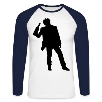 Drinking Party Booze Silhouette - Unisex Long Sleeve Baseball T-Shirt - white/navy - Front - Nik (191cm)