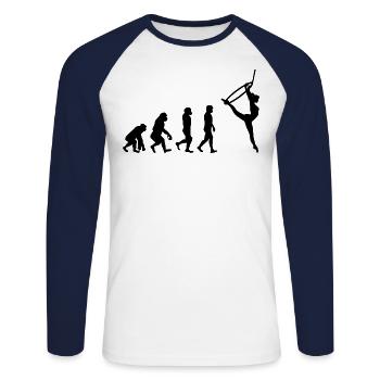 Luft Reifen Lyra Seide Zirkus Akrobatik Evolution - Unisex Baseballshirt langarm - Weiß/Navy - Vorne - Nik (191cm)