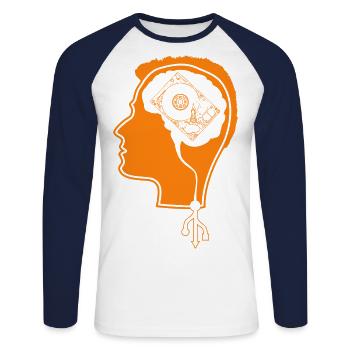 geek - T-shirt baseball manches longues Homme - blanc/marine - Devant - Nik (191cm)
