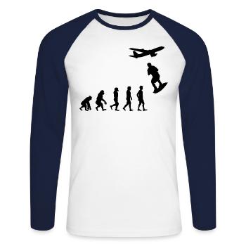 Skysurfing Skydiving Skydiver Evolution - Unisex Long Sleeve Baseball T-Shirt - white/navy - Front - Nik (191cm)