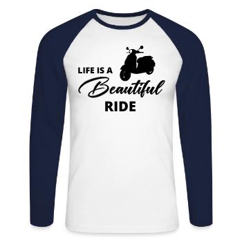 Scooter Rider Scootering Motorcycle Racer Ride - Unisex Long Sleeve Baseball T-Shirt - white/navy - Front - Nik (191cm)