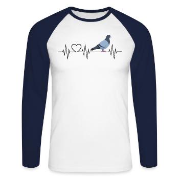 Pigeon Lover Fancier Breeder Keeper Heartbeat - Unisex Long Sleeve Baseball T-Shirt - white/navy - Front - Nik (191cm)