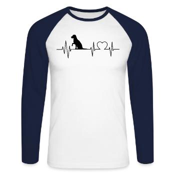 Dog Trainer Owner Walking Walker Heart Heartbeat - Unisex Long Sleeve Baseball T-Shirt - white/navy - Front - Nik (191cm)