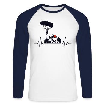 Skydiving Parachute Skydive Parachuting Heartbeat - Unisex Long Sleeve Baseball T-Shirt - white/navy - Front - Nik (191cm)
