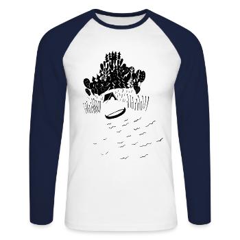 Kanu Camping Natur Liebe Zelten Geschenk - Unisex Baseballshirt langarm - Weiß/Navy - Vorne - Nik (191cm)