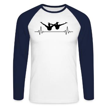 Synchro Swim Synchronized Swimming Heartbeat - Unisex Long Sleeve Baseball T-Shirt - white/navy - Front - Nik (191cm)