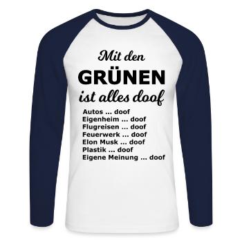 Slogans sur les élections - T-shirt baseball manches longues Homme - blanc/marine - Devant - Nik (191cm)