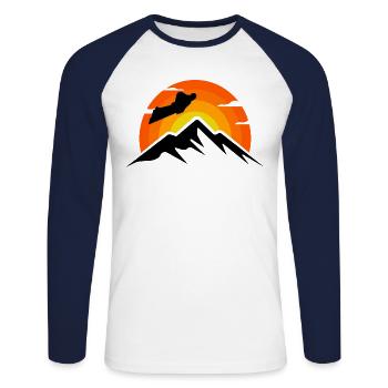 Wingsuit fliegen Base Jumping Skydiving Retro - Unisex Baseballshirt langarm - Weiß/Navy - Vorne - Nik (191cm)